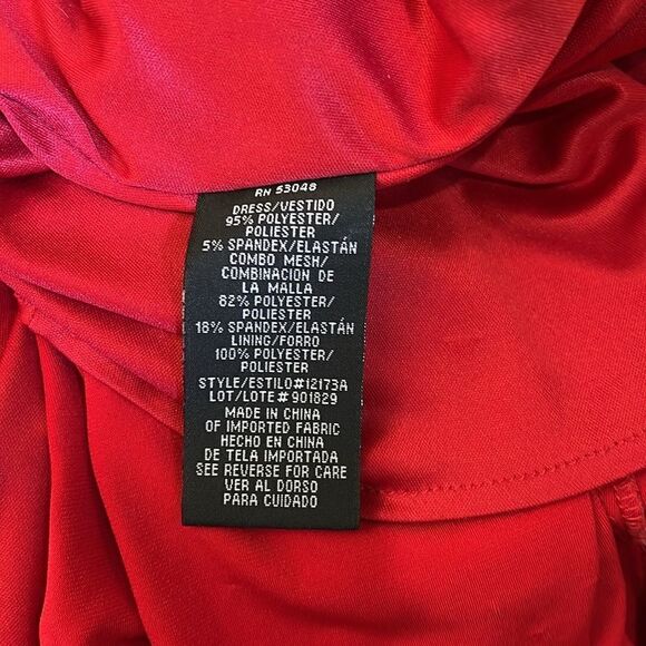 Morgan & Co Juniors Dress Red Formal Size 7 Sleeveless V Neck Sheer Mesh Maxi - Picture 7 of 9